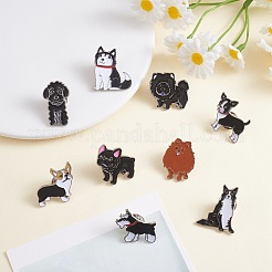 9 Stück 9 Stil Pudel & Sibirier & Schnauzer & Chihuahua & Bordüre Emaille-Anstecknadel mit Messing-Schmetterlingsverschlüssen&nbsp;JEWB-SZ0001-77