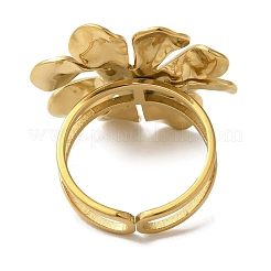 Ionenbeschichtung (IP) 304 Edelstahl Blume offene Manschettenringe für Frauen&nbsp;RJEW-Z053-11G