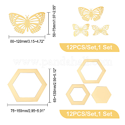 2 set di 2 adesivi murali in specchio acrilico 3D con motivo esagonale e farfalla&nbsp;DIY-GA0002-51A