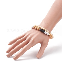 Ensembles de bracelets extensibles en perles de bois&nbsp;BJEW-JB08348