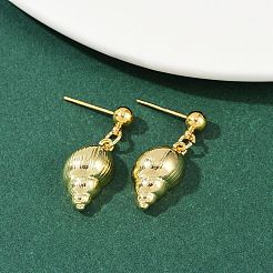 Ohrstecker aus Messing in Muschelform mit Seestern&nbsp;EJEW-Z115-02G