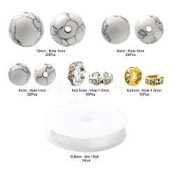 96 Stück synthetisches Howlith-Set mit runden Perlen für die DIY-Schmuckherstellung&nbsp;DIY-FS0002-02