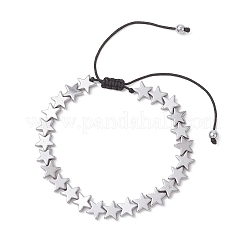 Pulseras trenzadas de hematita sintética no magnética con forma de estrella para mujeres y hombres.&nbsp;BJEW-JB13301
