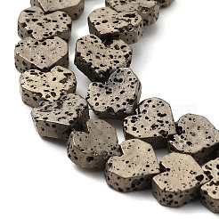 Brins de perles de pierre de lave naturelle galvanisées&nbsp;G-Q1009-G01-01F