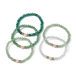 5 juego de pulseras elásticas con cuentas de vidrio&nbsp;BJEW-JB09677-04