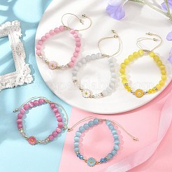 Braccialetti di perline intrecciate occhio di gatto&nbsp;BJEW-JB11196