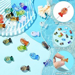 20 Stück 10 Farben handgefertigte Folien-Bunte Malerei-Fischperlen&nbsp;FOIL-CJ0001-13