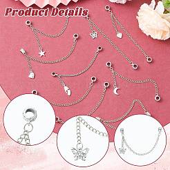9 Stück 9 Stile Zinklegierung europäische Sicherheitsketten mit baumelnden Charms&nbsp;HJEW-CJ0001-23