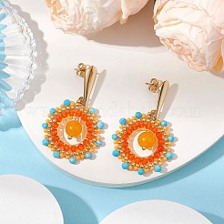 Natürliche Magnesit & Mashan Jade Boho Ohrstecker&nbsp;EJEW-MZ00281-01