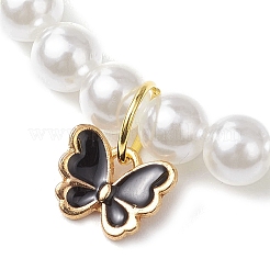 Pulseras elásticas con dijes de mariposa de esmalte de aleación para mujer&nbsp;BJEW-JB11447