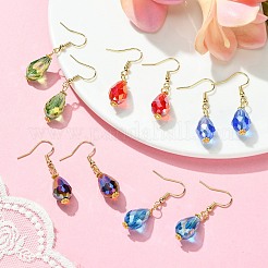 15 par de aretes colgantes con forma de lágrima de vidrio de 15 colores&nbsp;EJEW-JE05399