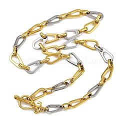 Collares de cadena de eslabones en forma de lágrima de acero inoxidable 304 de dos tonos&nbsp;NJEW-C092-02GP