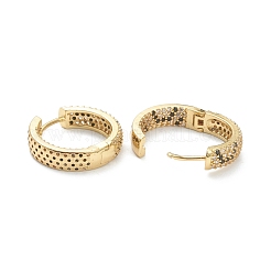 Orecchini a cerchio huggie in zirconi cubici micro pavè di ottone&nbsp;EJEW-A058-07