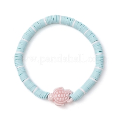 Bracelets extensibles plats et ronds en argile polymère faits à la main avec des perles heishi&nbsp;BJEW-JB11711-02