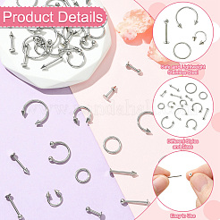 40 Stück 20 Stile chirurgischer Edelstahl 316l & chirurgischer Edelstahl 316 Hoop-Nasenringe & Labrets&nbsp;AJEW-CJ0001-73