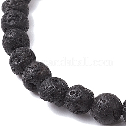 6 mm runde Stretch-Armbänder aus natürlichem Lavastein und Perlen für Damen&nbsp;BJEW-JB10619-02
