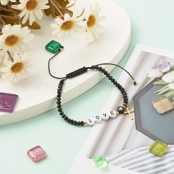 Pulsera de cuentas trenzadas con corazón de amor para niñas y mujeres.&nbsp;BJEW-JB06959-02