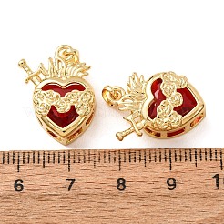 Anhänger aus Messing mit rotem Zirkonia-Pavé&nbsp;CU-CBA7B6A-01G