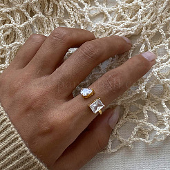 Offene Manschettenringe aus Edelstahl 304 mit Zirkonia-Pavé für Damen&nbsp;LI9548