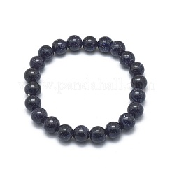 Bracelets synthétiques de perles d'or bleues synthétiques&nbsp;BJEW-G617-01B-02
