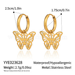 Pendientes colgantes de aro de acero inoxidable 304 para mujer&nbsp;BA8037