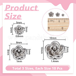 30 Stück 3 Stile 304 Edelstahlperlen&nbsp;STAS-UN0064-71P