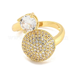 Bague de manchette ouverte en laiton micro pavé de zircone cubique claire pour femme&nbsp;RJEW-M173-03B-G