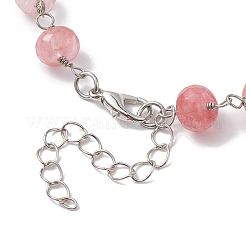 Kirschquarzglas-Rondellperlen-Gliederarmbänder für Frauen&nbsp;BJEW-JB10262-01