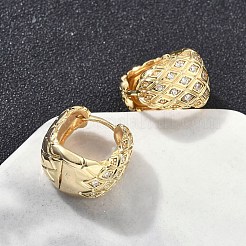 Orecchini a cerchio in ottone con zirconi cubici trasparenti a forma di rombo&nbsp;EJEW-D320-05G