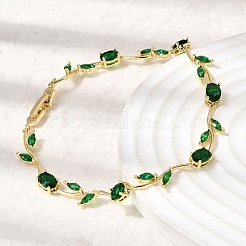 Bracciali a catena con maglie in ottone micro pavé di zirconi cubici per donna&nbsp;BJEW-D455-01G-06