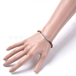 Bracelets extensibles en oeil de tigre naturel unisexe&nbsp;BJEW-JB04847-01