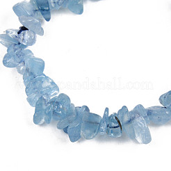 Bracelets extensibles à perles unisexes en aigue-marine naturelle&nbsp;BJEW-S143-55