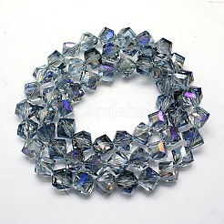Perle mezzo cristallo placcato cubo di vetro fili&nbsp;EGLA-F023-C01