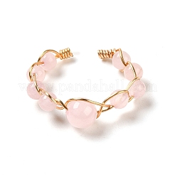 Quartz rose naturel réglable avec anneaux en laiton&nbsp;G-B075-01G-07