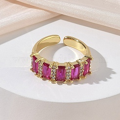 Bagues ouvertes en laiton avec micro pavé de zircones cubiques pour femmes&nbsp;RJEW-L343-16G-02
