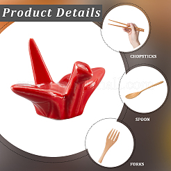 Supporti per bacchette in ceramica con gru di carta&nbsp;DJEW-WH0058-12C