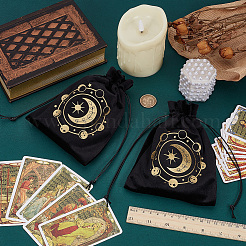 2 pochette de rangement en velours imprimé lune avec cordon de serrage pour carte de tarot&nbsp;ABAG-CN0001-79B