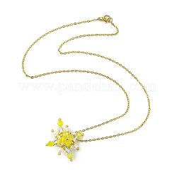 Collane con ciondolo a forma di stella con perline di vetro&nbsp;NJEW-MZ00088