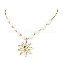Collana da donna con ciondolo a forma di sole in lega e catena a maglie in acciaio inossidabile 304.&nbsp;NJEW-JN06696