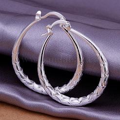 Frauen große Ohrringe versilbert Messing Fancy Cut Teardrop&nbsp;EJEW-BB11707