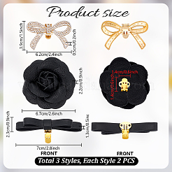 6 pièce 3 styles de breloques pour chaussures en cuir PU et alliage strass&nbsp;AJEW-PH01658