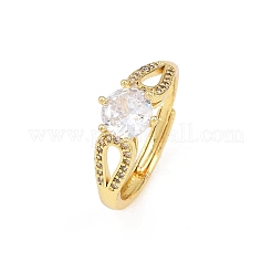 Bagues réglables en laiton avec micro pavé de zircones cubiques pour femmes&nbsp;RJEW-Z113-37G