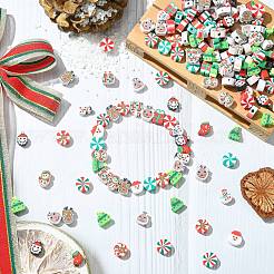 200 Stück handgefertigte Polymer-Tonperlen mit Weihnachtsmotiven.&nbsp;CLAY-CJ0001-95