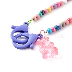 Colliers pendentifs en résine transparente ours&nbsp;NJEW-JN03525