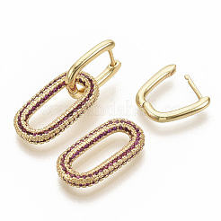 Orecchini a cerchio in ottone zirconi con micro pavé di ottone&nbsp;X-EJEW-S208-070C