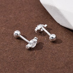 Candy 925 Ohrstecker aus Sterlingsilber mit Mikropavé-Fassung und klaren Zirkonia&nbsp;EJEW-K317-14G