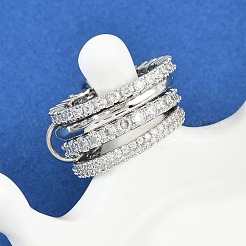 Bagues en laiton avec micro pavé de zircons cubiques pour femmes&nbsp;RJEW-P160-01I-P