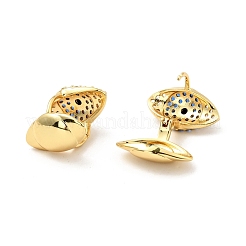 Pendientes de aro medianos con forma de concha de circonitas cúbicas azules y mal de ojo&nbsp;EJEW-G297-09G