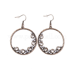 3 paires de boucles d'oreilles pendantes en alliage de style anneau et larme et ventilateur avec éclats de jaspe dalmatien&nbsp;EJEW-P200-08R