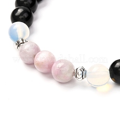 Bracciale elasticizzato con diffusore di olio di roccia lavica naturale perline di meditazione per gioielli da uomo e da donna&nbsp;BJEW-JB06721